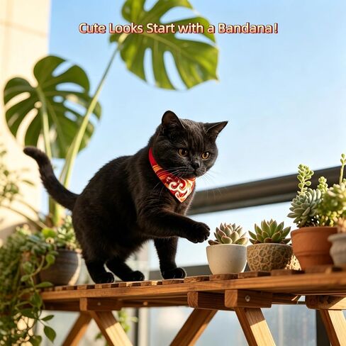 4 Pack Cat and Puppy Bandana Collar Set, Adjustable Cotton Pet Neck Scarves with Buckle, Cute Patterns for Daily Wear & Holiday Photos(4 Styles) in Kuwait
