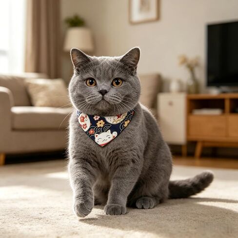 4 Pack Cat and Puppy Bandana Collar Set, Adjustable Cotton Pet Neck Scarves with Buckle, Cute Patterns for Daily Wear & Holiday Photos(4 Styles) in Kuwait