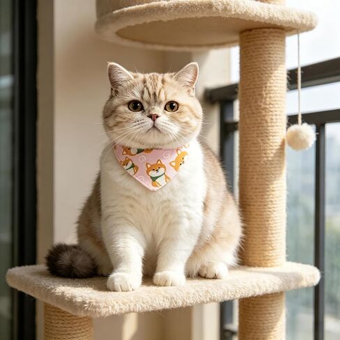 4 Pack Cat and Puppy Bandana Collar Set, Adjustable Cotton Pet Neck Scarves with Buckle, Cute Patterns for Daily Wear & Holiday Photos(4 Styles) in Kuwait