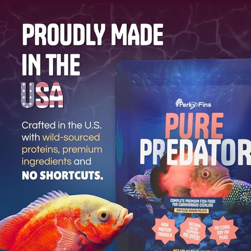 Pure Predator Cichlid Pellets | High Protein Cichlid Fish Food | Sinking Fish Food Pellets for Freshwater & Tropical Fish | Oscar & Large Cichlid Food | Aquarium Fish Food 3.5oz in Kuwait