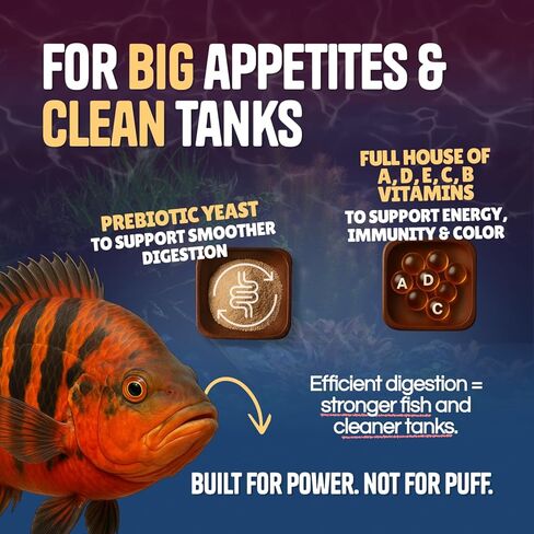 Pure Predator Cichlid Pellets | High Protein Cichlid Fish Food | Sinking Fish Food Pellets for Freshwater & Tropical Fish | Oscar & Large Cichlid Food | Aquarium Fish Food 3.5oz in Kuwait