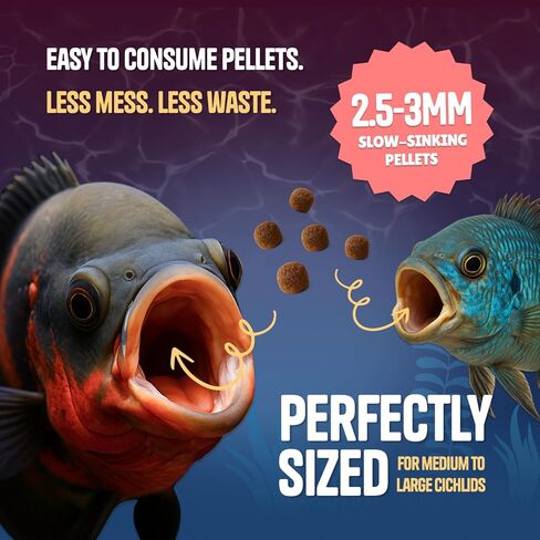 Pure Predator Cichlid Pellets | High Protein Cichlid Fish Food | Sinking Fish Food Pellets for Freshwater & Tropical Fish | Oscar & Large Cichlid Food | Aquarium Fish Food 3.5oz in Kuwait