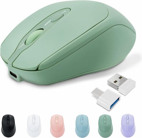 Rechargeable Wireless Bluetooth Mouse - Silent, Portable Slim Computer Mouse for Laptop, iPad, MacBook Pro/Air, PC, Surface Pro, Lenovo/Samsung Tablet (Green) in Kuwait