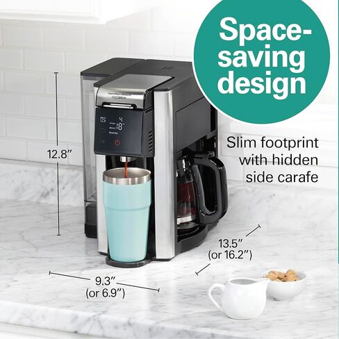 Hamilton Beach FlexBrew Advanced 5-in-1 Programmable 12 Cup Drip and Single Serve Hot & Iced Coffee Maker with Movable 60 oz. Water Reservoir, Fast Brewing, Black R49965 (Renewed) in Kuwait