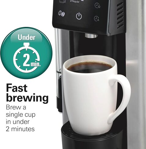 Hamilton Beach FlexBrew Advanced 5-in-1 Programmable 12 Cup Drip and Single Serve Hot & Iced Coffee Maker with Movable 60 oz. Water Reservoir, Fast Brewing, Black R49965 (Renewed) in Kuwait