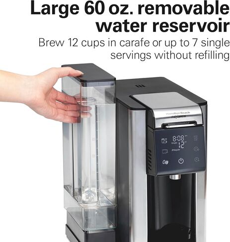 Hamilton Beach FlexBrew Advanced 5-in-1 Programmable 12 Cup Drip and Single Serve Hot & Iced Coffee Maker with Movable 60 oz. Water Reservoir, Fast Brewing, Black R49965 (Renewed) in Kuwait
