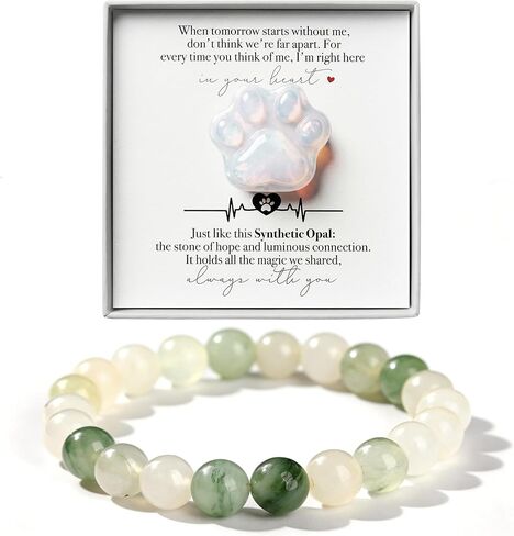 LINGYUAN Synthetic Opal Pet Memorial Gift, Paw Print Keepsake Stone in Gift Box for Loss of Dog or Cat, Sympathy Memorial Keepsake in Saudi Arabia