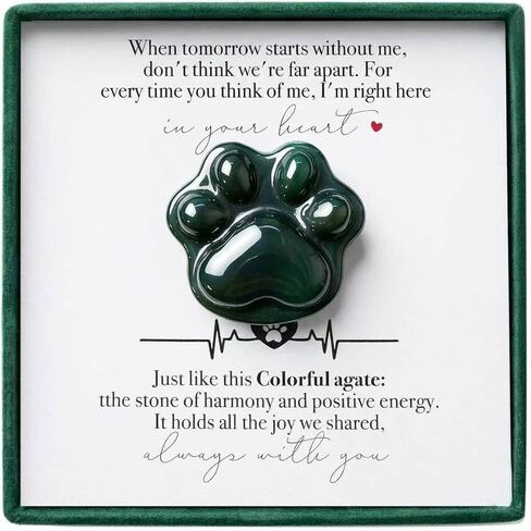 LINGYUAN Synthetic Opal Pet Memorial Gift, Paw Print Keepsake Stone in Gift Box for Loss of Dog or Cat, Sympathy Memorial Keepsake in Saudi Arabia