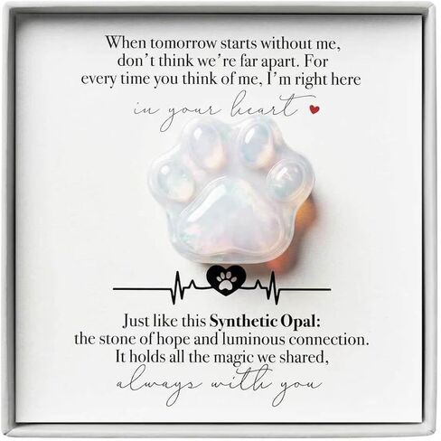 LINGYUAN Synthetic Opal Pet Memorial Gift, Paw Print Keepsake Stone in Gift Box for Loss of Dog or Cat, Sympathy Memorial Keepsake in Saudi Arabia