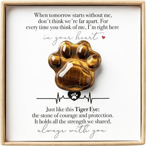 LINGYUAN Synthetic Opal Pet Memorial Gift, Paw Print Keepsake Stone in Gift Box for Loss of Dog or Cat, Sympathy Memorial Keepsake in Saudi Arabia