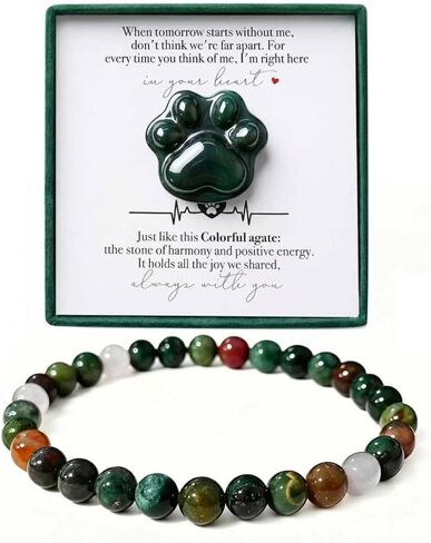 LINGYUAN Synthetic Opal Pet Memorial Gift, Paw Print Keepsake Stone in Gift Box for Loss of Dog or Cat, Sympathy Memorial Keepsake in Saudi Arabia