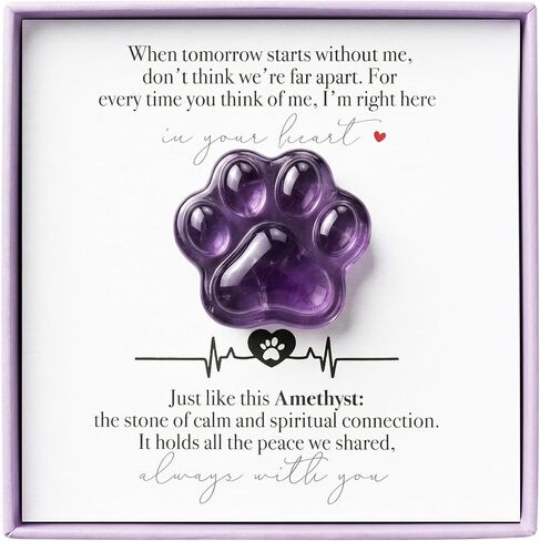 LINGYUAN Synthetic Opal Pet Memorial Gift, Paw Print Keepsake Stone in Gift Box for Loss of Dog or Cat, Sympathy Memorial Keepsake in Saudi Arabia