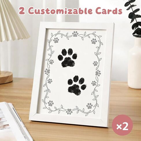 DIY Inkless Paw Print Kit, 18-Piece Set Pet Ink Pad, Clean Touch Ink Pads & Imprint Cards with 2 Wooden Frame, Pet Owner Keepsake for Dogs and Cats Paw and Nose Print in Kuwait