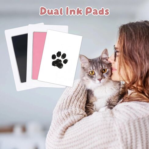 DIY Inkless Paw Print Kit, 18-Piece Set Pet Ink Pad, Clean Touch Ink Pads & Imprint Cards with 2 Wooden Frame, Pet Owner Keepsake for Dogs and Cats Paw and Nose Print in Kuwait