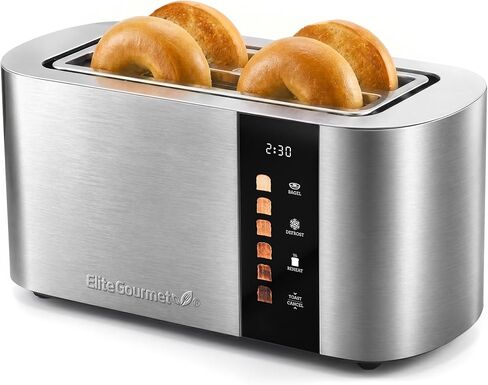 محمصة خبز أوتوماتيكية بمحرك من Elite Gourmet ECT2470 مكونة من شريحتين، شاشة لمس رقمية بدون رافعة، فتحات واسعة للغاية، 6 مستويات تحمير، الخبز/تذويب/إعادة التسخين، من الفولاذ المقاوم للصدأ in Kuwait