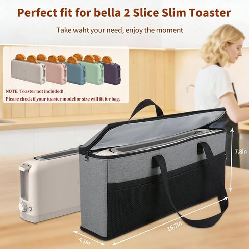 Carrying Bag for Bella 2 Slice Slim Toaster, Portable Outdoor Travel Carrier Bag Case for Bella, 2 Slice Slim Toaster Bag with Aluminum Foil Lining, Waterproof & Heat-Resistant in Kuwait