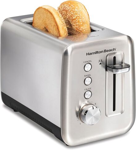 محمصة هاميلتون بيتش الأنيقة المصنوعة من الفولاذ المقاوم للصدأ شريحتين، تقنية Sure-Toast One-Slice، R22721 (متجددة) in Kuwait