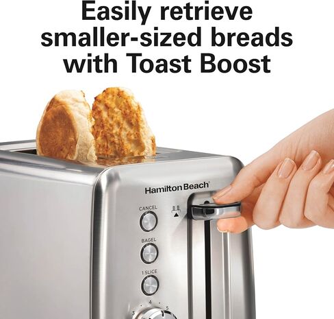 محمصة هاميلتون بيتش الأنيقة المصنوعة من الفولاذ المقاوم للصدأ شريحتين، تقنية Sure-Toast One-Slice، R22721 (متجددة) in Kuwait
