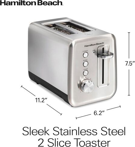 محمصة هاميلتون بيتش الأنيقة المصنوعة من الفولاذ المقاوم للصدأ شريحتين، تقنية Sure-Toast One-Slice، R22721 (متجددة) in Kuwait