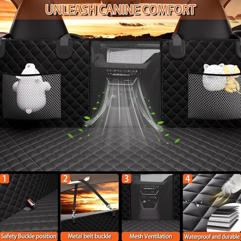 موسع المقعد الخلفي للكلاب من تشيلينو - مساحة كبيرة، غطاء مقعد سيارة مقاوم للماء للكلاب للمقعد الخلفي مع قاعدة صلبة تحمل 420 رطل، مادة مطورة مضادة للماء لسرير السيارة للحيوانات الأليفة، أرجوحة للكلاب للسيارة وسيارات الدفع الرباعي والشاحنة in Kuwait
