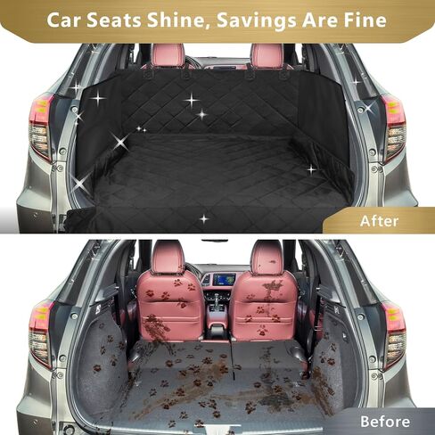 F-color SUV Cargo Liner للكلاب - بطانة شحن الحيوانات الأليفة مقاومة للماء مع أغطية جانبية، غطاء مريح لحمولة الكلاب مع غطاء ممتص للصدمات، مقاوم للخدش وغير قابل للانزلاق، كبير الحجم لسيارات الدفع الرباعي كاملة الحجم، 55 × 93 بوصة، أسود in Kuwait
