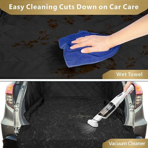 F-color SUV Cargo Liner للكلاب - بطانة شحن الحيوانات الأليفة مقاومة للماء مع أغطية جانبية، غطاء مريح لحمولة الكلاب مع غطاء ممتص للصدمات، مقاوم للخدش وغير قابل للانزلاق، كبير الحجم لسيارات الدفع الرباعي كاملة الحجم، 55 × 93 بوصة، أسود in Kuwait