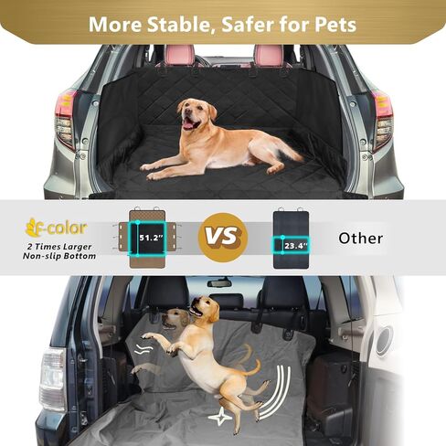 F-color SUV Cargo Liner للكلاب - بطانة شحن الحيوانات الأليفة مقاومة للماء مع أغطية جانبية، غطاء مريح لحمولة الكلاب مع غطاء ممتص للصدمات، مقاوم للخدش وغير قابل للانزلاق، كبير الحجم لسيارات الدفع الرباعي كاملة الحجم، 55 × 93 بوصة، أسود in Kuwait