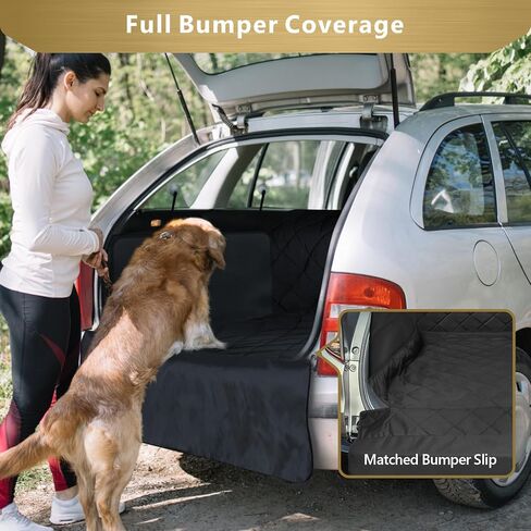 F-color SUV Cargo Liner للكلاب - بطانة شحن الحيوانات الأليفة مقاومة للماء مع أغطية جانبية، غطاء مريح لحمولة الكلاب مع غطاء ممتص للصدمات، مقاوم للخدش وغير قابل للانزلاق، كبير الحجم لسيارات الدفع الرباعي كاملة الحجم، 55 × 93 بوصة، أسود in Kuwait