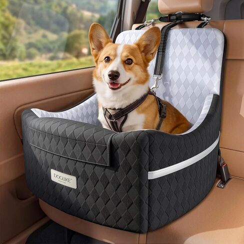 Doglike Dog Car Seat for Small/Medium Dogs Up to 35 lbs [2026 Ultimate Comfort & Safety], 5" Memory Foam Pet Booster Seats with Detachable Washable Cover, Dog Bed for Car with Puppy Safety Belts, Grey in Saudi Arabia