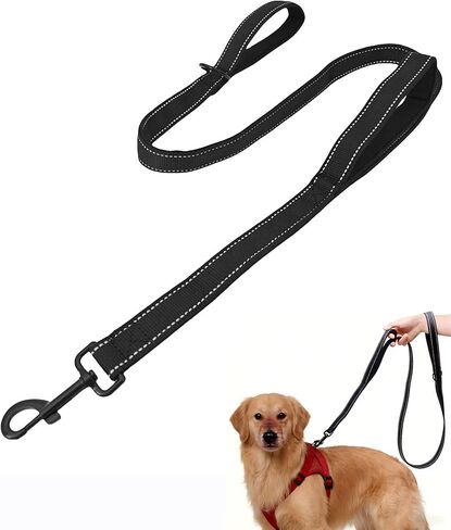 Strong Dog Leash with 2 Padded Handles, Traffic Handle Extra Control, Double-Sided Reflective Leashes for Small Medium and Large Dogs (Pink, 4FT) in Kuwait
