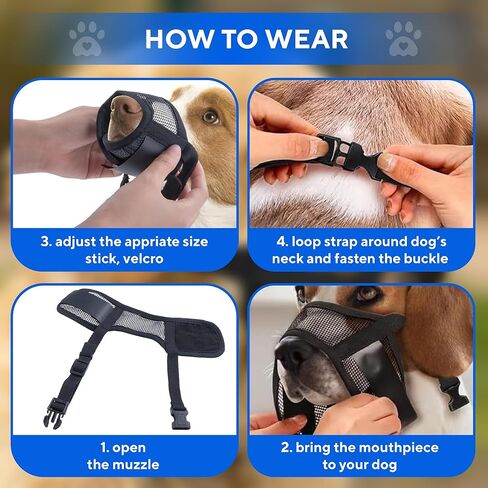 Evollax Dog Muzzle متوسطة الحجم للكلاب - كمامة ناعمة للكلاب متوسطة الحجم مع شبكة هوائية | موسيل قابل للتعديل لوقف العض والنباح والمضغ | يسمح يلهث والشرب in Kuwait