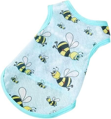 Cat T-Shirt Ultra-Thin Breathable Cartoon Dog T-Shirt Pet Vest Cute Sun Protection Clothing for Cats Dog Vest(S-bee) in Kuwait