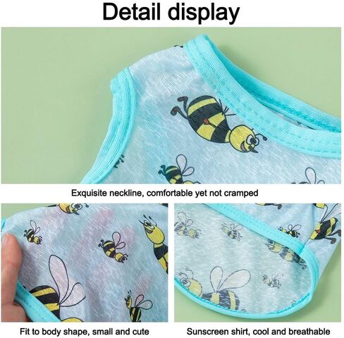 Cat T-Shirt Ultra-Thin Breathable Cartoon Dog T-Shirt Pet Vest Cute Sun Protection Clothing for Cats Dog Vest(S-bee) in Kuwait