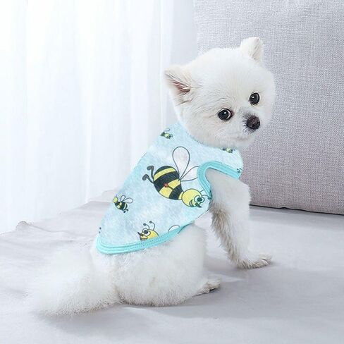 Cat T-Shirt Ultra-Thin Breathable Cartoon Dog T-Shirt Pet Vest Cute Sun Protection Clothing for Cats Dog Vest(S-bee) in Kuwait