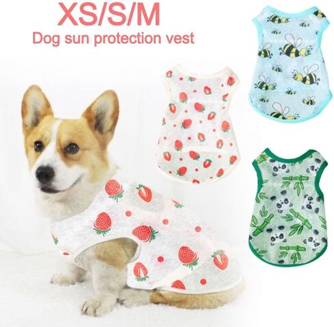 Cat T-Shirt Ultra-Thin Breathable Cartoon Dog T-Shirt Pet Vest Cute Sun Protection Clothing for Cats Dog Vest(S-bee) in Kuwait