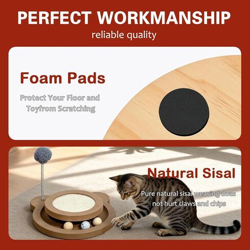 Cute Cat Scratcher,Interactive Scratcher Toys for Indoor Cats and Kitten Natural Sisal Cat Scratch Mats Track Balls Spring Toy in Kuwait