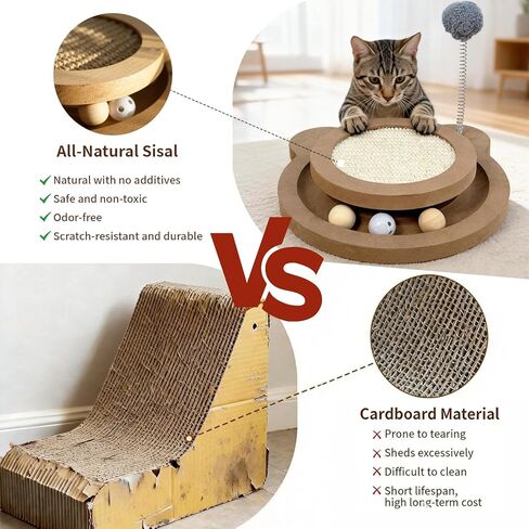 Cute Cat Scratcher,Interactive Scratcher Toys for Indoor Cats and Kitten Natural Sisal Cat Scratch Mats Track Balls Spring Toy in Kuwait