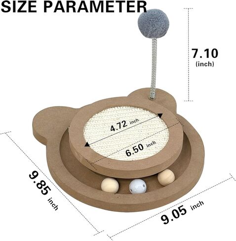 Cute Cat Scratcher,Interactive Scratcher Toys for Indoor Cats and Kitten Natural Sisal Cat Scratch Mats Track Balls Spring Toy in Kuwait