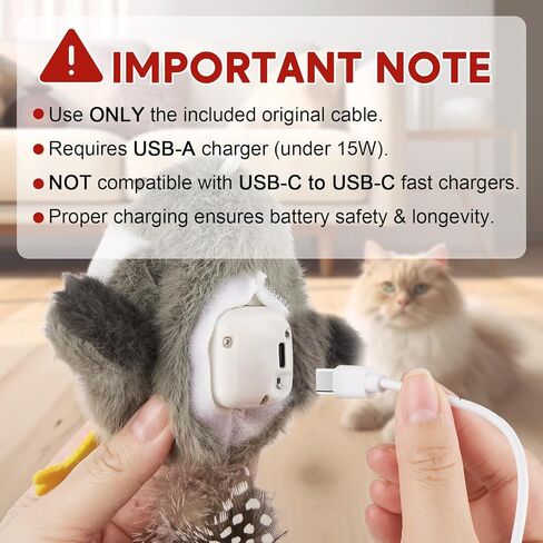 Sundix Cat Toys Flapping Bird, Lifelike Chirp Tweet, Rechargeable Touch Activated Kitten Toy Interactive Cat Exercise Toys for All Breeds Cat Kicker Catnip Toys in Kuwait