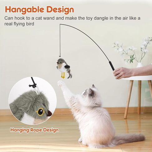 Sundix Cat Toys Flapping Bird, Lifelike Chirp Tweet, Rechargeable Touch Activated Kitten Toy Interactive Cat Exercise Toys for All Breeds Cat Kicker Catnip Toys in Kuwait