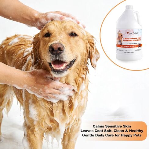 1 Gallon Dog Shampoo, Oatmeal Honey Moisturizing Shampoo for Dogs with Sensitive Dry Itchy Skin, Deodorizing & Deep Cleaning, Concentrated Formula in Kuwait