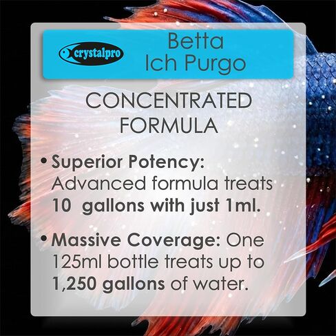 Crystapro Betta Ich Purgo - علاج البقع البيضاء لأسماك البيتا - Ich - علاج Ick - تركيز فعال وعالي 4.2 أونصة (125 مل) in Kuwait