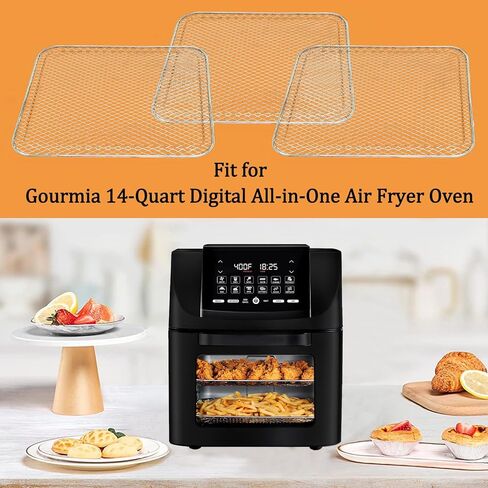 ALJ 3PCS Air Fryer Oven Mesh Shelf for Gourmia 14QT Digital Air Fryer Oven, Premium Dehydrator Rack Grid Grill Pan Crisper Cooking Plate Tray Insert Grate for Gourmia Air Fryer Oven, Dishwasher Safe in Kuwait