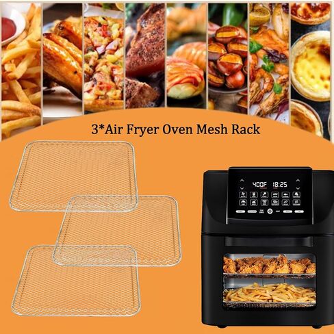 ALJ 3PCS Air Fryer Oven Mesh Shelf for Gourmia 14QT Digital Air Fryer Oven, Premium Dehydrator Rack Grid Grill Pan Crisper Cooking Plate Tray Insert Grate for Gourmia Air Fryer Oven, Dishwasher Safe in Kuwait