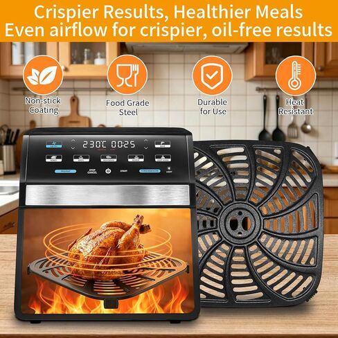 ملحقات مقلاة الهواء لـ Gourmia GAF858 GAF823، غير لاصقة 9.6 بوصة * 9.6 بوصة مربعة قطع غيار مقلاة الهواء صينية شواء صينية شواء لوحة هش لوحة Gourmia 8 QT in Kuwait