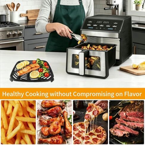 ملحقات مقلاة الهواء لـ Gourmia GAF858 GAF823، غير لاصقة 9.6 بوصة * 9.6 بوصة مربعة قطع غيار مقلاة الهواء صينية شواء صينية شواء لوحة هش لوحة Gourmia 8 QT in Kuwait