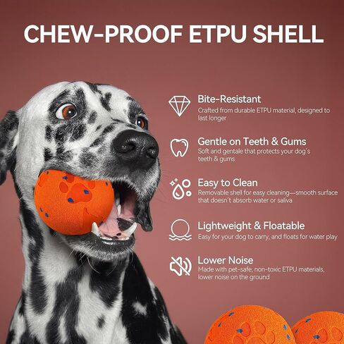 ALL FOR PAWS Interactive Dog Toy, Smart Dog Ball for Medium and Large Dogs, Automatic Moving, Bouncing and Rotating Ball Toy, ETPU Material, Motion-Activated and USB Rechargeable in Kuwait