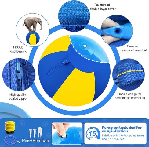 Happypaw 3.0 ترقية كرة الرعي للكلاب مقاس 18 بوصة - مقاومة معززة للمضغ ومواد شديدة التحمل، لعبة للكلاب معدات خفة الحركة للرعاة الأستراليين، كولي، تتضمن 5 رقع إصلاح in Kuwait