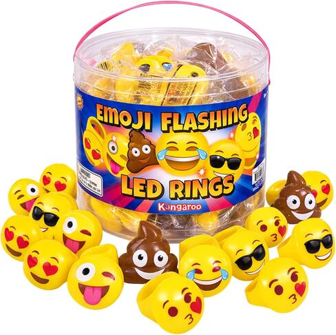 Kangaroo Manufacturing Emoji LED Party Favor Rings - Fun Easter Egg Filler Toy - Stocking Stuffers For Kids - 24 Count | Easter Basket Fillers Bulk | Easter Egg Stuffers for Kids | Easter Party Favors in Saudi Arabia