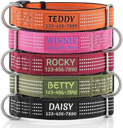 Personalized Dog Collars with Name & Phone Number, Reflective Adjustable Nylon Customized Dog Collar with Neoprene Padding, Quick Release Buckle, for Puppy Small Medium Large Dogs in Kuwait
